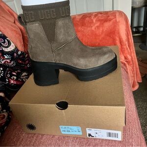 UGG Women's Brown Suede Heeled Boots